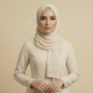 Cream Lace Hijab