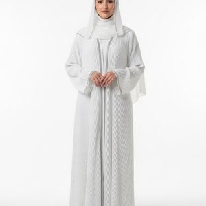 White Pleated Abaya