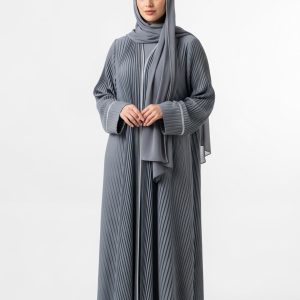 Grey Pleated Abaya