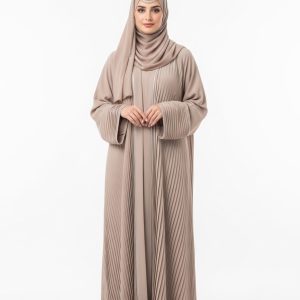 Beige Pleated Abaya