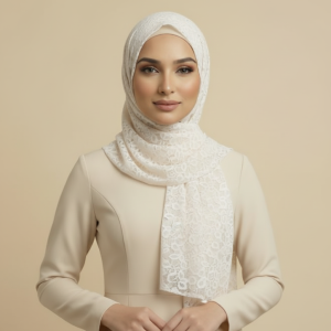 Off White Lace Hijab