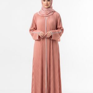 Peach Pleated Abaya