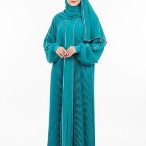 Turquoise Pleated Abaya