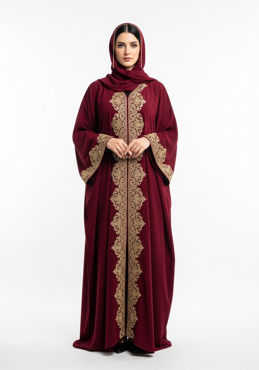 Maroon Kaftan Abaya