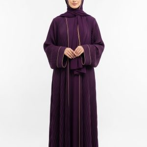Dark Purple Pleated Abaya