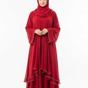 Red Chiffon Abaya