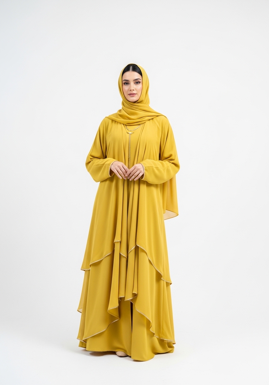 Yellow Chiffon Abaya