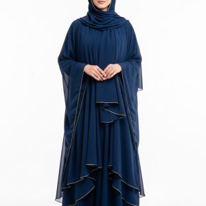 Navy Blue Chiffon Abaya