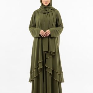 Olive Green Chiffon Abaya