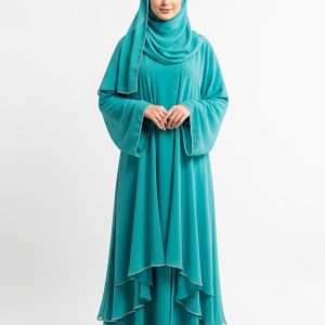 Turquoise Chiffon Abaya