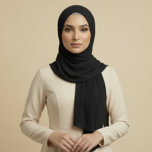 Black Ribbed Hijab