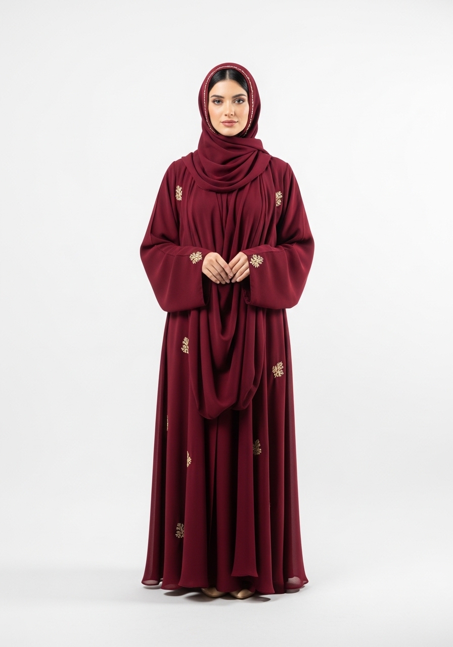 Maroon Georgette Abaya