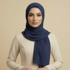 Blue Ribbed Hijab