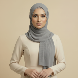 Grey Ribbed Hijab