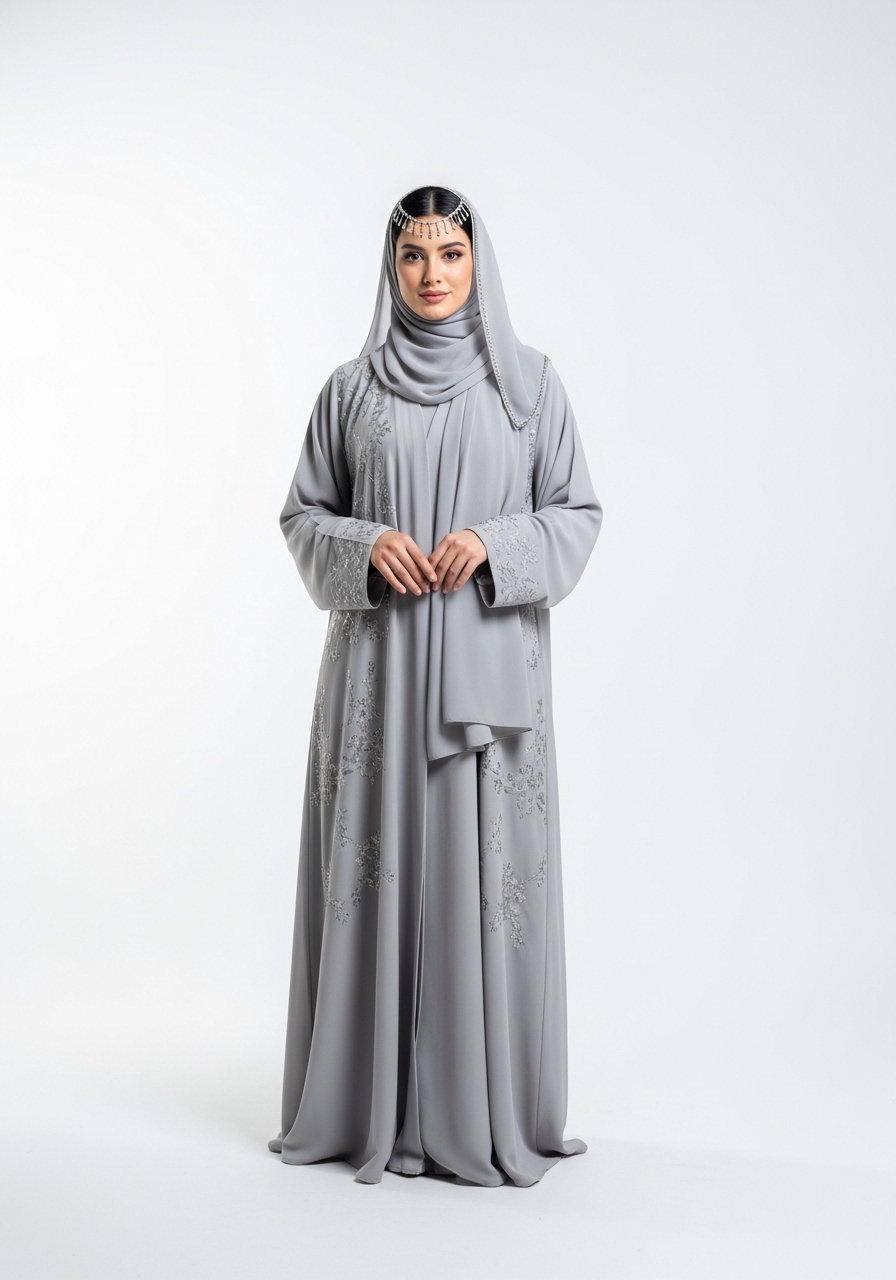 Silver Georgette Abaya