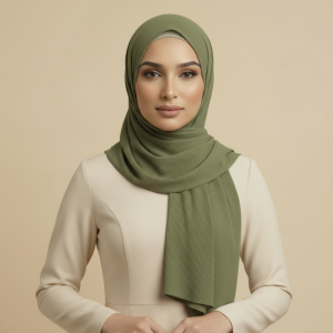 Olive Green Ribbed Hijab