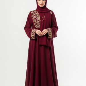 Burgundy Georgette Abaya