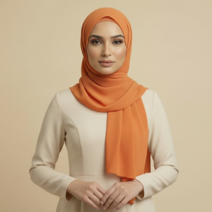 Orange Ribbed Hijab
