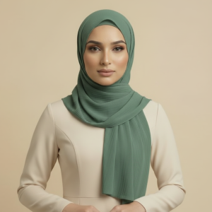 Dark Green Ribbed Hijab