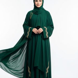Dark Green Georgette Abaya