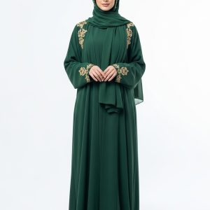 Bottle Green Georgette Abaya