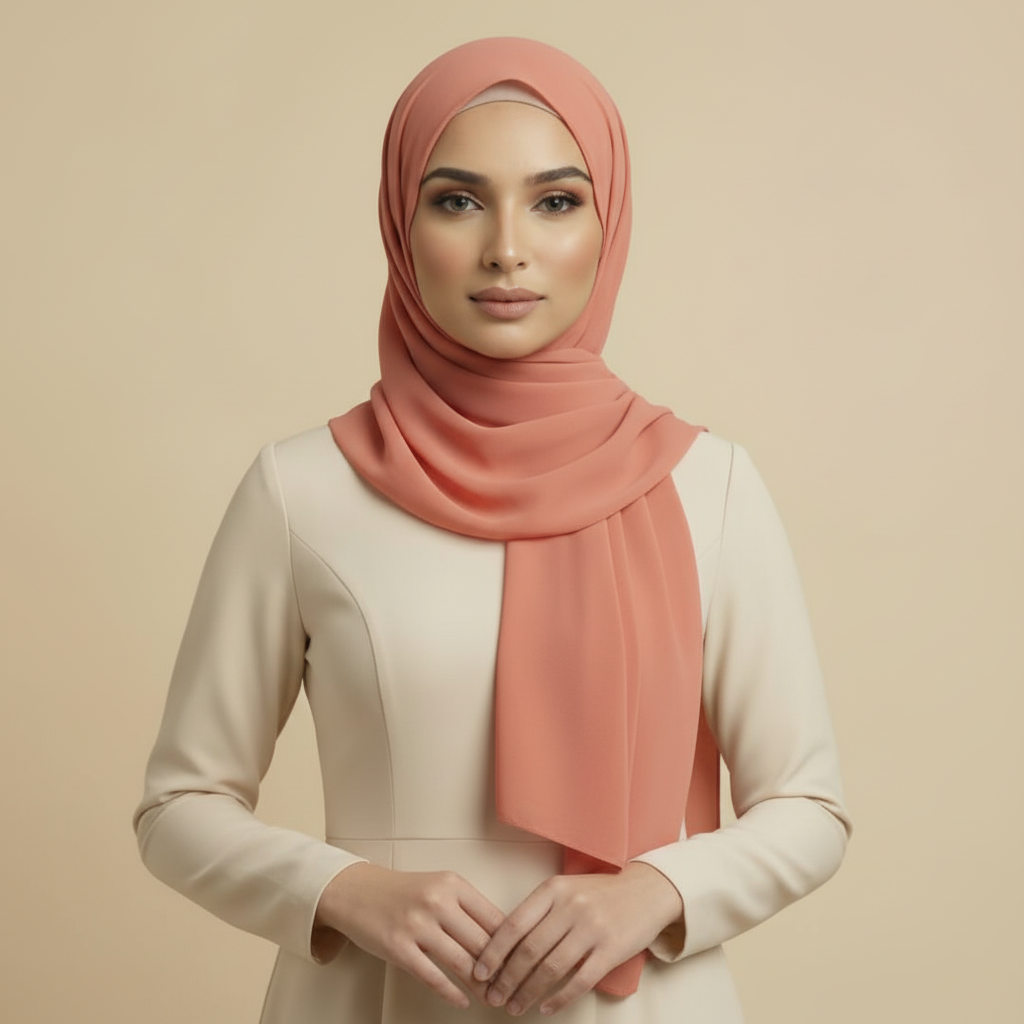 Coral Ribbed Hijab