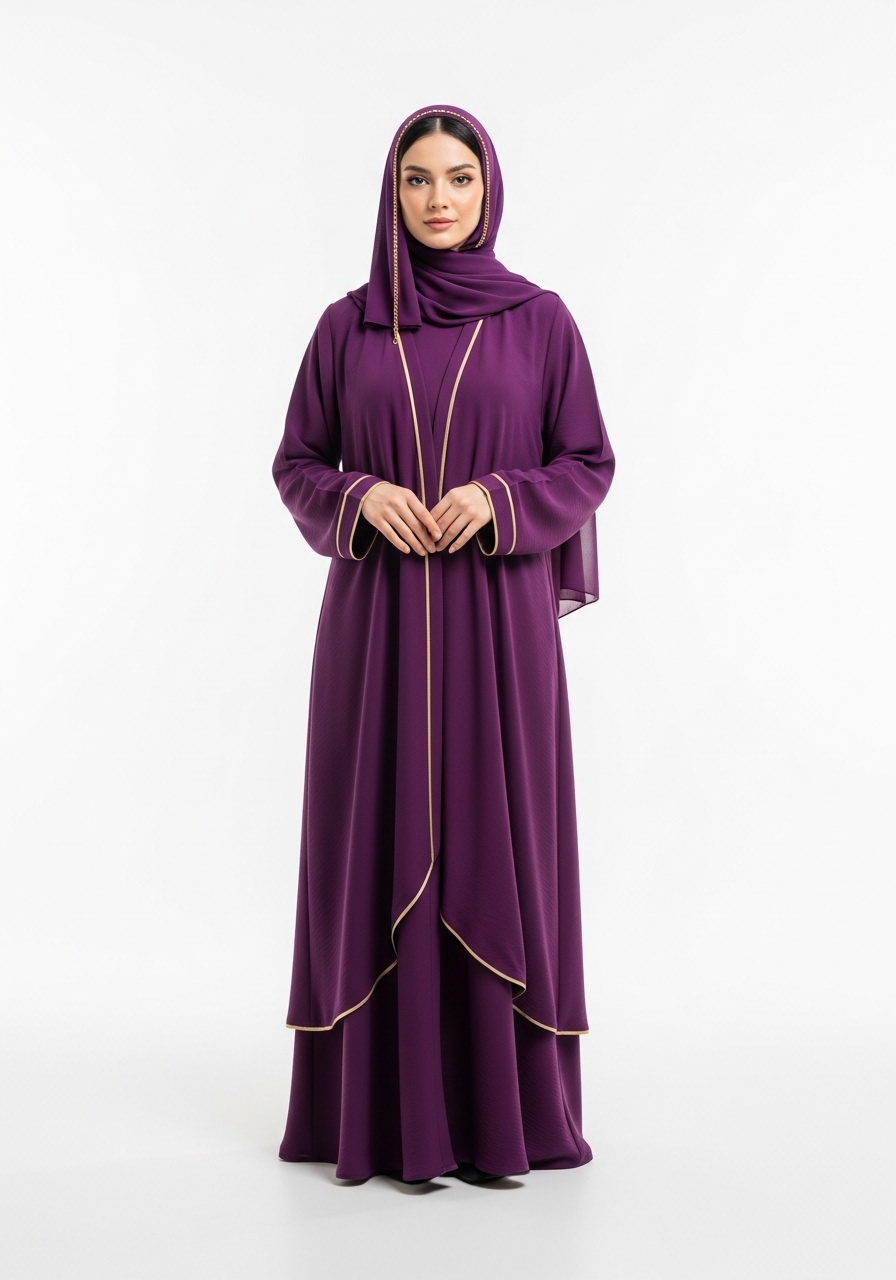 Purple Crepe Abaya