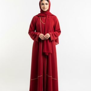 Red Crepe Abaya