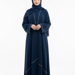 Navy Blue Crepe Abaya