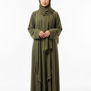 Olive Green Crepe Abaya