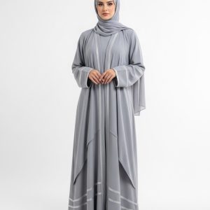 Silver Crepe Abaya