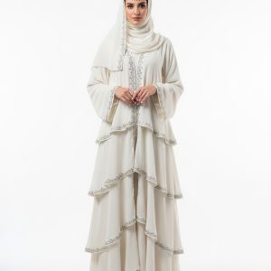 Cream Layered Abaya