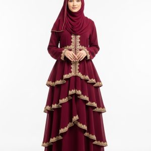 Burgundy Layered Abaya
