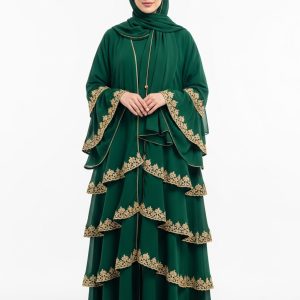 Bottle Green Layered Abaya
