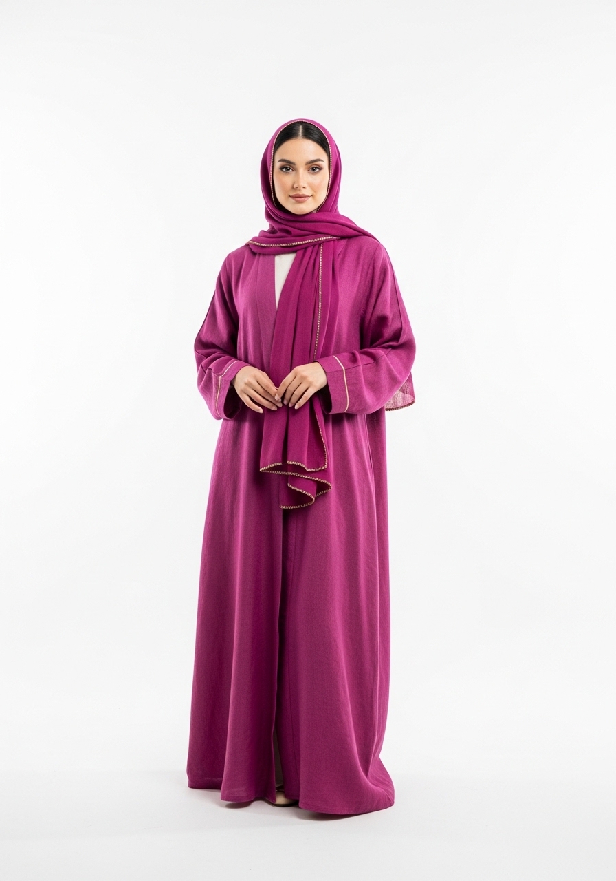 Magenta Linen Abaya