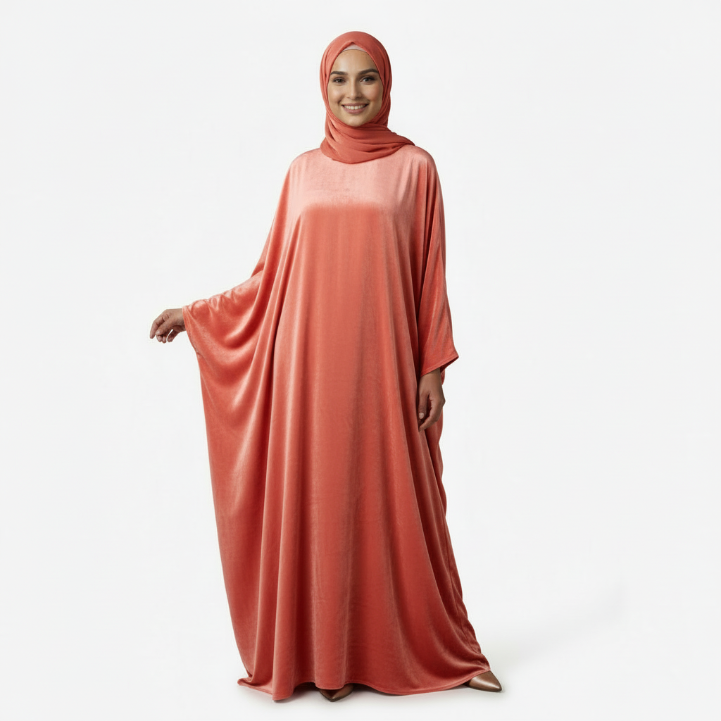 Coral Velvet Burkha