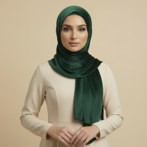 Dark Green Velvet Hijab