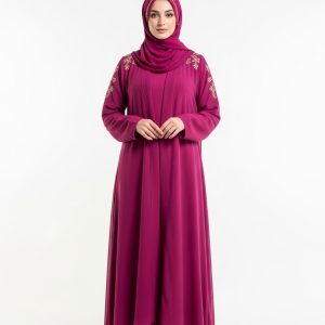Magenta Mesh Abaya