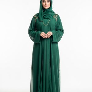 Dark Green Mesh Abaya
