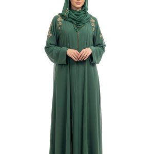 Bottle Green Mesh Abaya