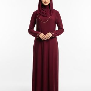 Maroon Jersey Abaya