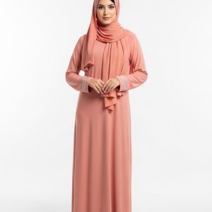 Peach Jersey Abaya