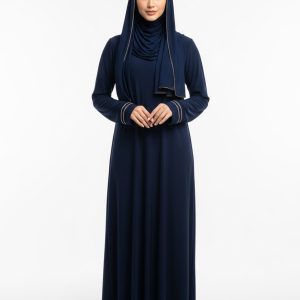 Navy Blue Jersey Abaya