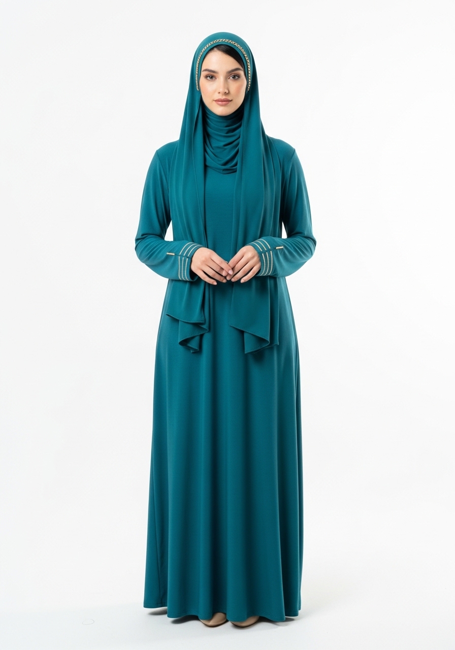 Teal Jersey Abaya