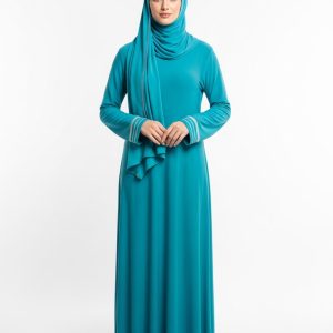 Turquoise Jersey Abaya