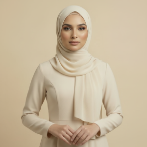 Cream Crepe Hijab