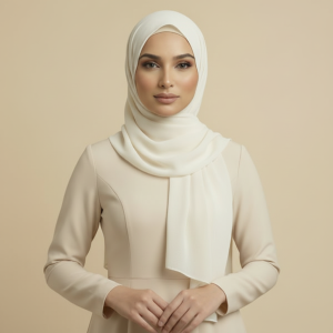 Off White Crepe Hijab