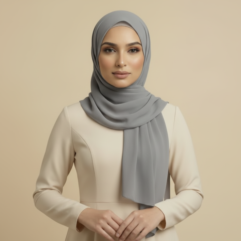 Gray Crepe Hijab