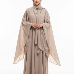 Beige Butterfly Abaya