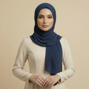 Blue Polyester Hijab